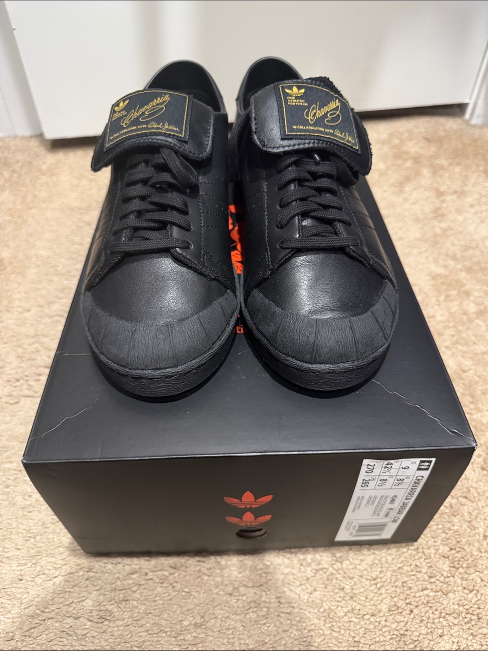 Willy Chavarria x Adidas Black Men's Sneakers - Classic Leather Shell-Toe